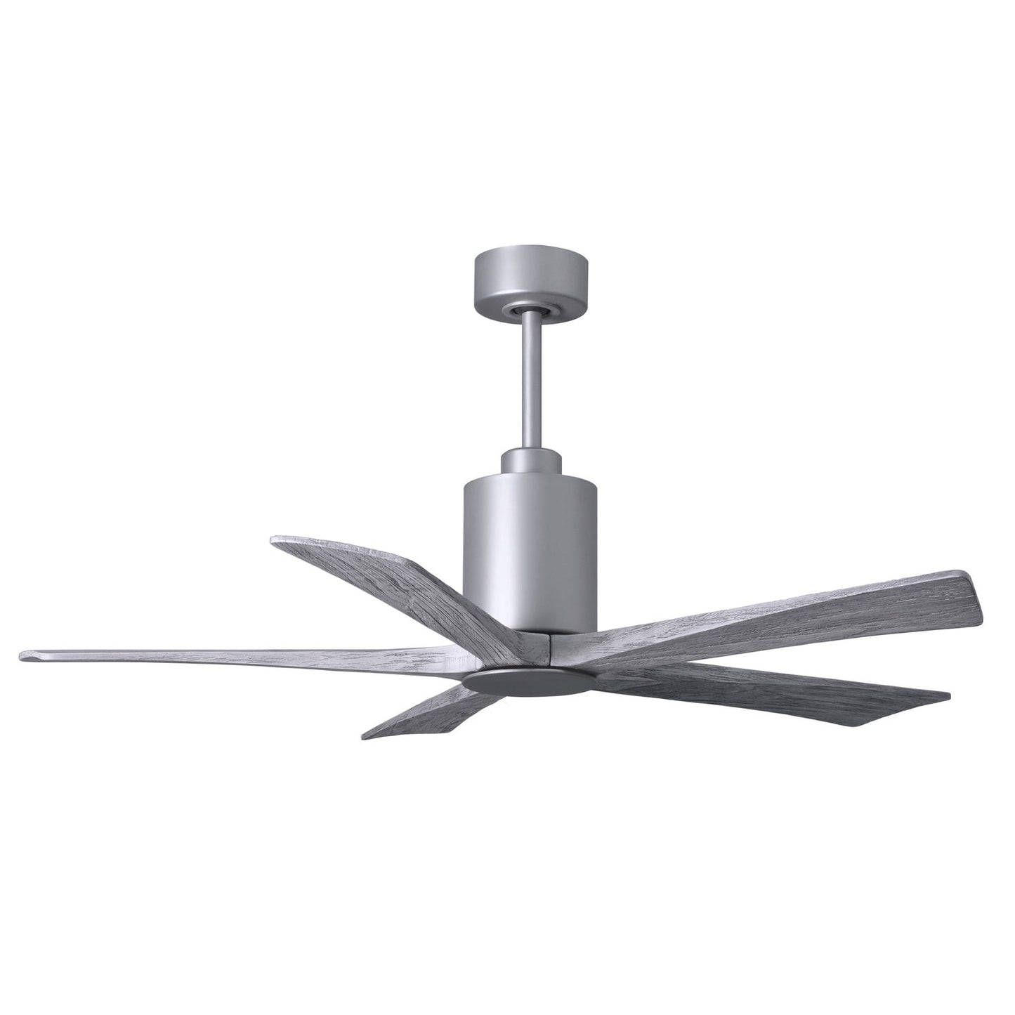 Matthews Fan Company Atlas Patricia-5 52" Brushed Nickel Ceiling Fan With Solid Wood Blade In Barnwood Tone Finish