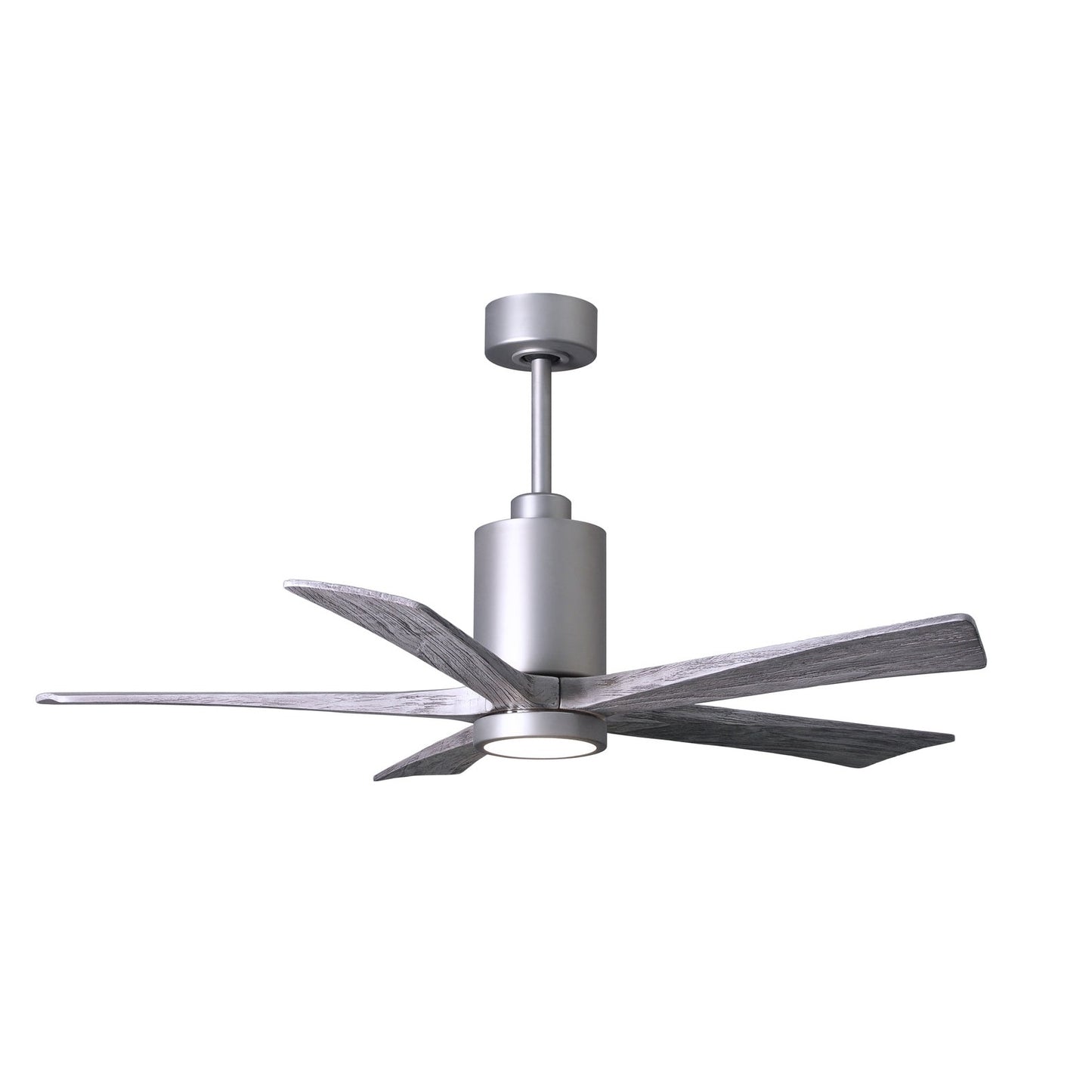 Matthews Fan Company Atlas Patricia-5 52" Brushed Nickel Ceiling Fan With Solid Wood Blade In Barnwood Tone Finish