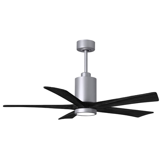 Matthews Fan Company Atlas Patricia-5 52" Brushed Nickel Ceiling Fan With Solid Wood Blade In Matte Black Finish