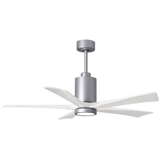 Matthews Fan Company Atlas Patricia-5 52" Brushed Nickel Ceiling Fan With Solid Wood Blade In Matte White Finish