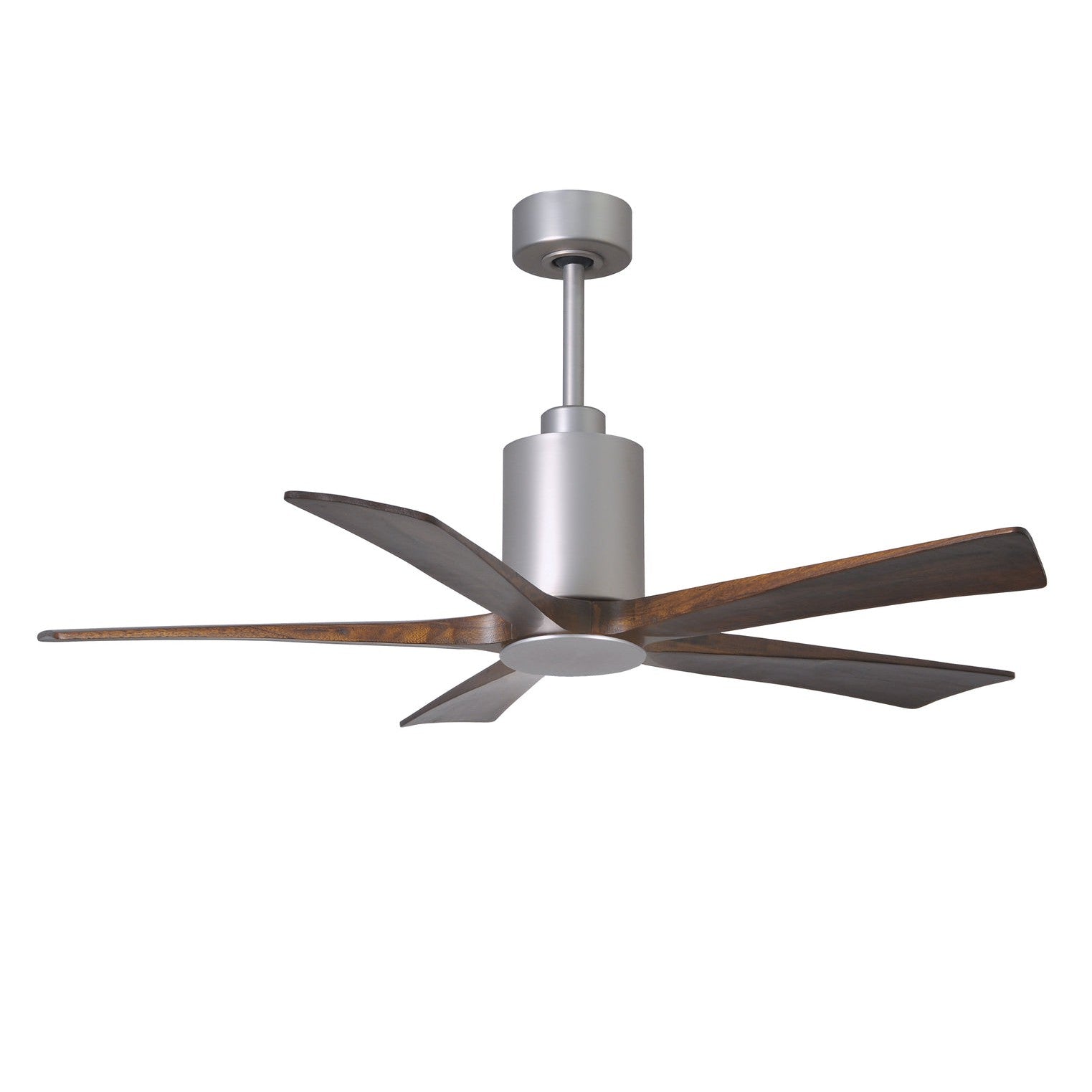 Matthews Fan Company Atlas Patricia-5 52" Brushed Nickel Ceiling Fan With Solid Wood Blade In Walnut Tone Finish