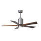 Matthews Fan Company Atlas Patricia-5 52" Brushed Nickel Ceiling Fan With Solid Wood Blade In Walnut Tone Finish