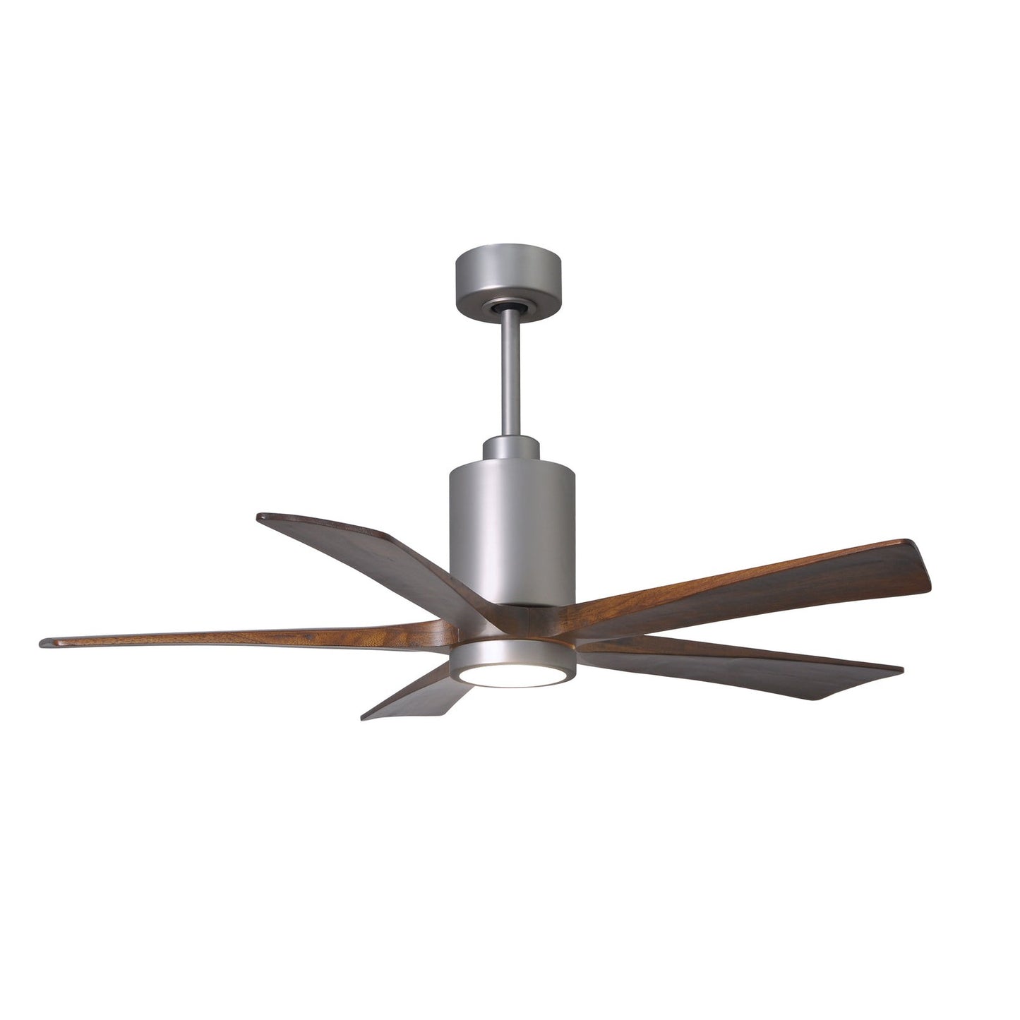 Matthews Fan Company Atlas Patricia-5 52" Brushed Nickel Ceiling Fan With Solid Wood Blade In Walnut Tone Finish