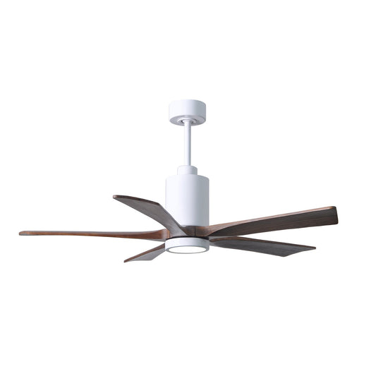 Matthews Fan Company Atlas Patricia-5 52" Gloss White Ceiling Fan With Solid Wood Blade In Walnut Tone Finish