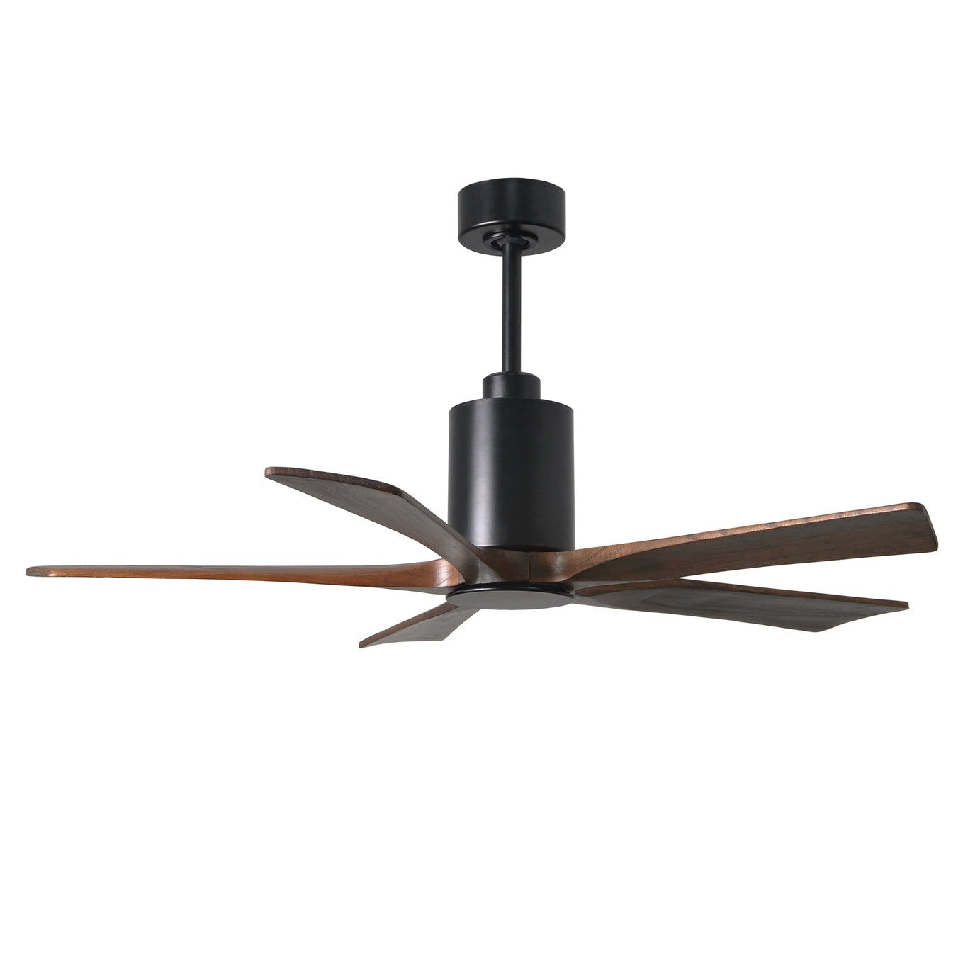 Matthews Fan Company Atlas Patricia-5 52" Matte Black Ceiling Fan With Solid Wood Blade In Walnut Tone Finish