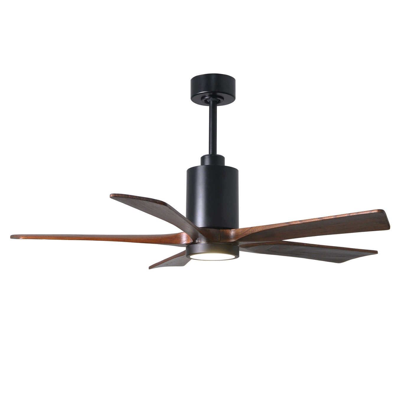 Matthews Fan Company Atlas Patricia-5 52" Matte Black Ceiling Fan With Solid Wood Blade In Walnut Tone Finish