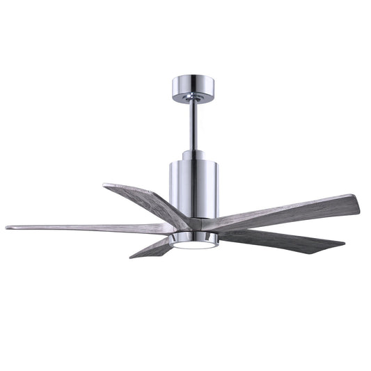 Matthews Fan Company Atlas Patricia-5 52" Polished Chrome Ceiling Fan With Solid Wood Blade In Barnwood Tone Finish