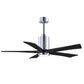 Matthews Fan Company Atlas Patricia-5 52" Polished Chrome Ceiling Fan With Solid Wood Blade In Matte Black Finish