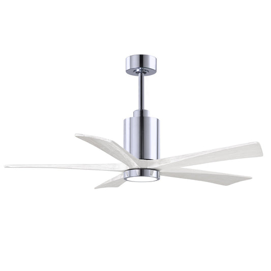 Matthews Fan Company Atlas Patricia-5 52" Polished Chrome Ceiling Fan With Solid Wood Blade In Matte White Finish