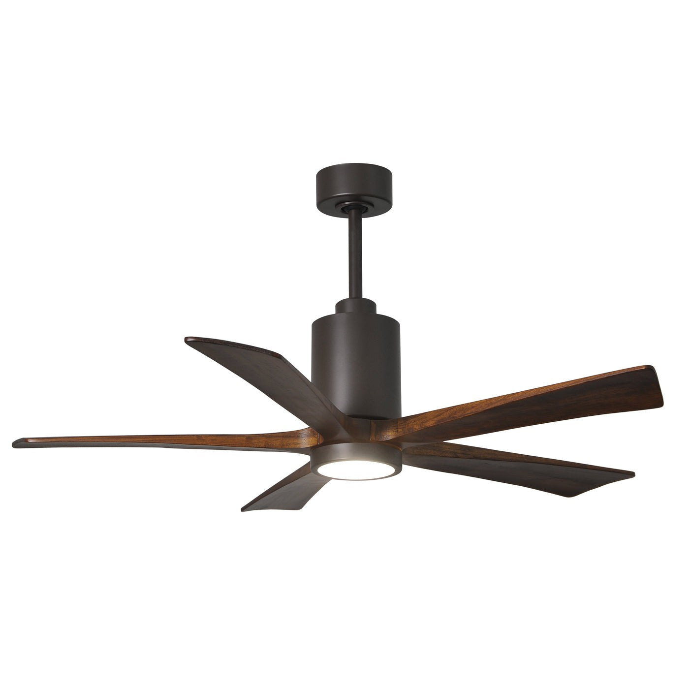 Matthews Fan Company Atlas Patricia-5 52" Textured Bronze Ceiling Fan With Solid Wood Blade In Walnut Tone Finish