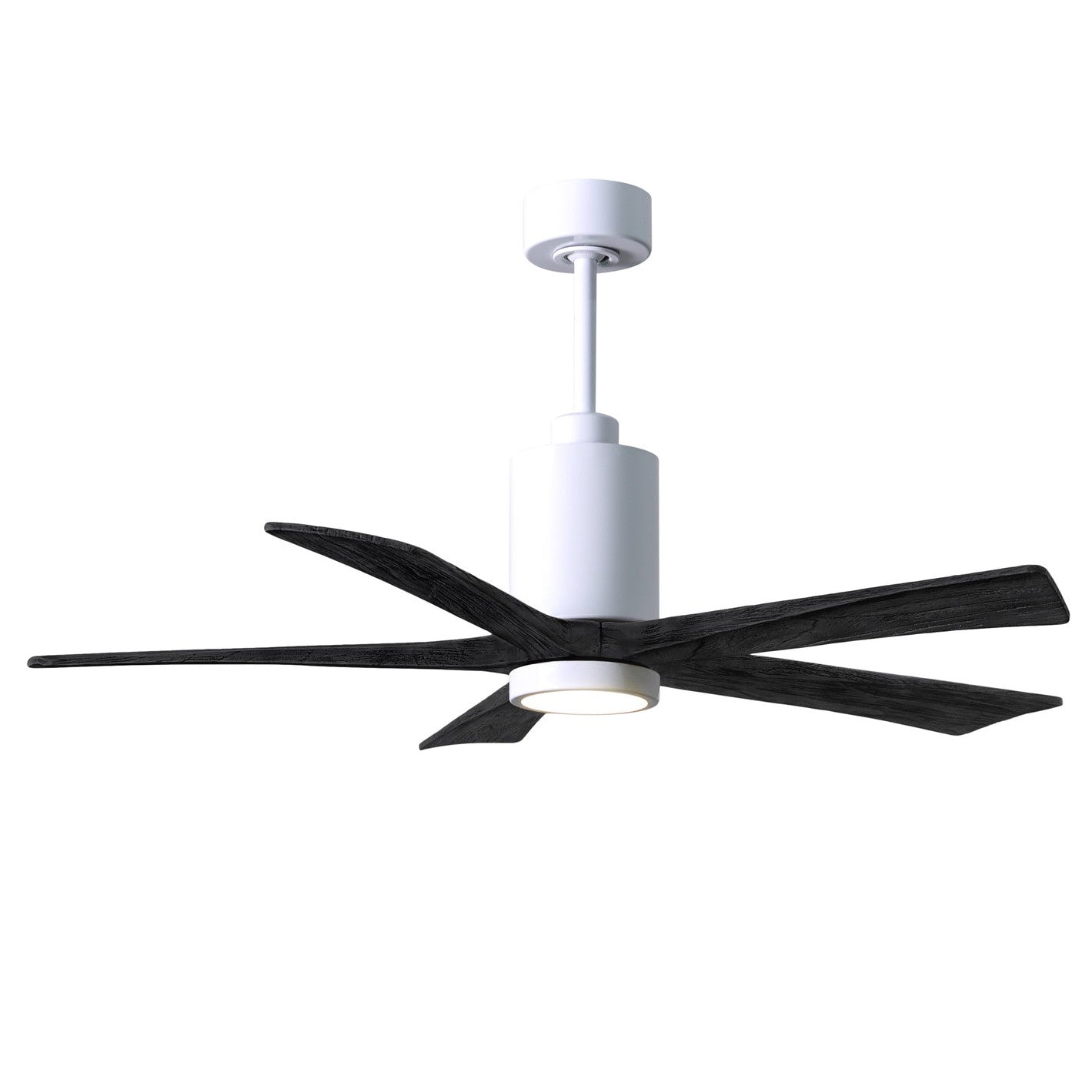 Matthews Fan Company Atlas Patricia-5 52" White Ceiling Fan With Solid Wood Blade In Matte Black Finish