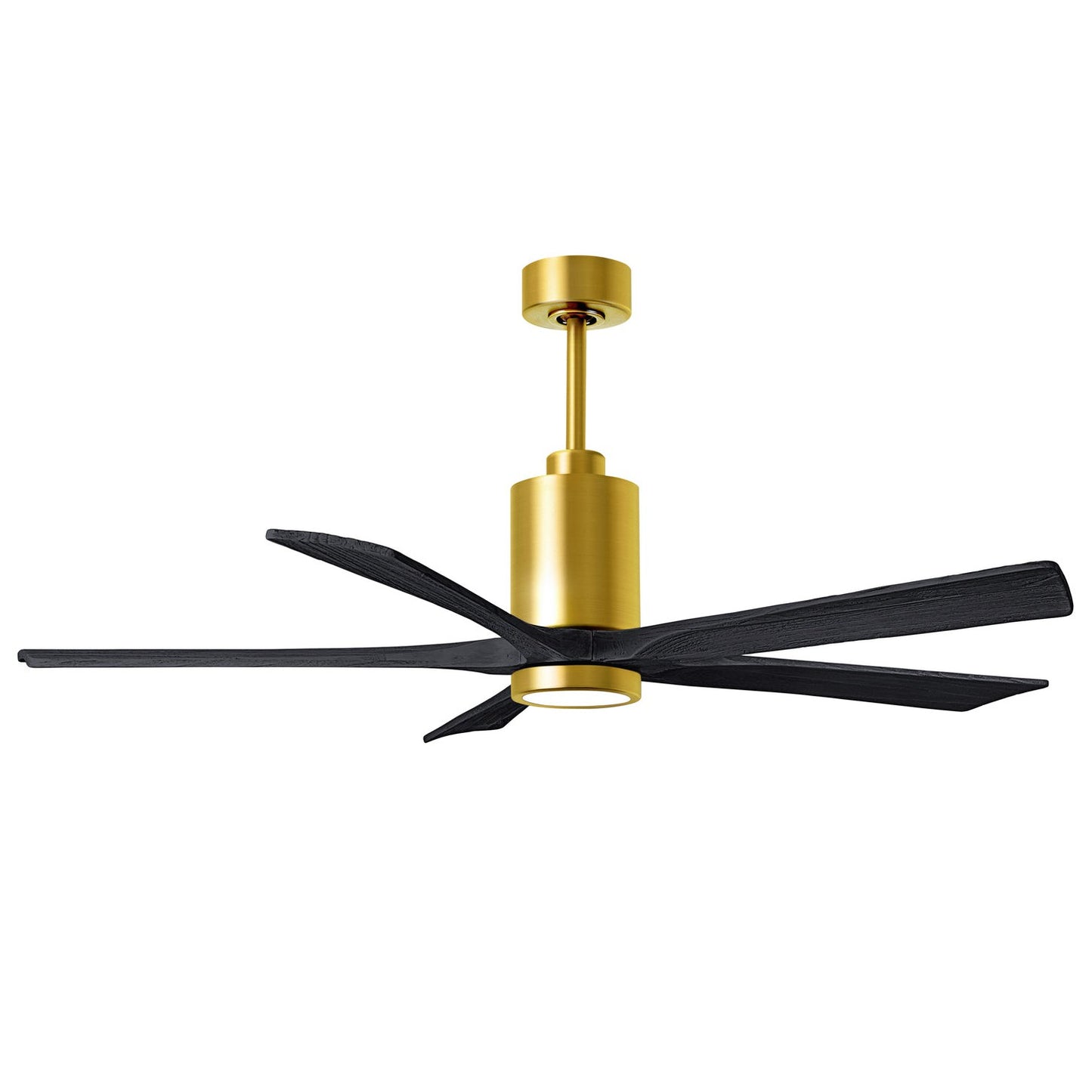 Matthews Fan Company Atlas Patricia-5 60" Brushed Brass Ceiling Fan With Solid Wood Blade In Matte Black Finish