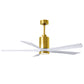 Matthews Fan Company Atlas Patricia-5 60" Brushed Brass Ceiling Fan With Solid Wood Blade In Matte White Finish