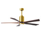 Matthews Fan Company Atlas Patricia-5 60" Brushed Brass Ceiling Fan With Solid Wood Blade In Walnut Tone Finish