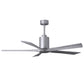 Matthews Fan Company Atlas Patricia-5 60" Brushed Nickel Ceiling Fan With Solid Wood Blade In Barnwood Tone Finish