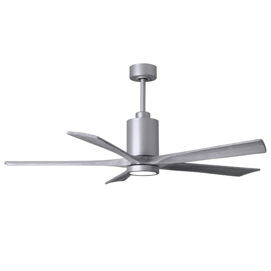 Matthews Fan Company Atlas Patricia-5 60" Brushed Nickel Ceiling Fan With Solid Wood Blade In Barnwood Tone Finish