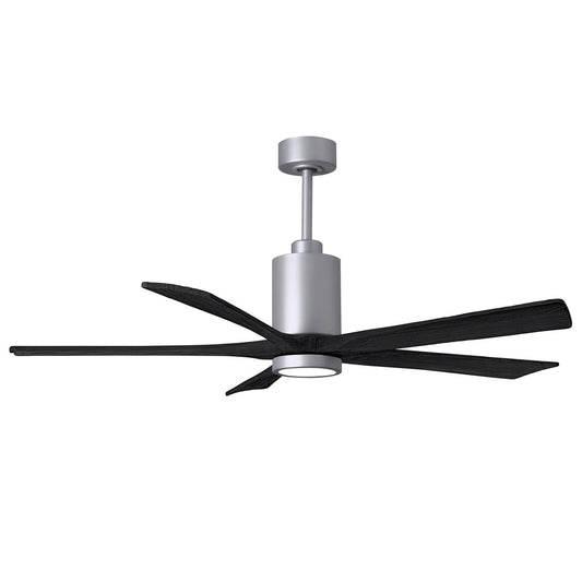 Matthews Fan Company Atlas Patricia-5 60" Brushed Nickel Ceiling Fan With Solid Wood Blade In Matte Black Finish