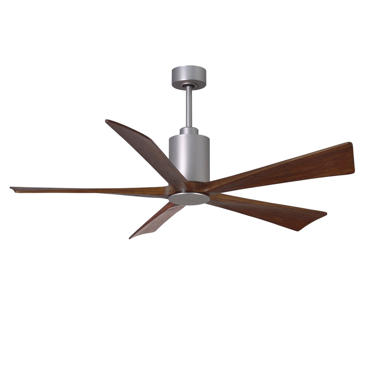 Matthews Fan Company Atlas Patricia-5 60" Brushed Nickel Ceiling Fan With Solid Wood Blade In Walnut Tone Finish