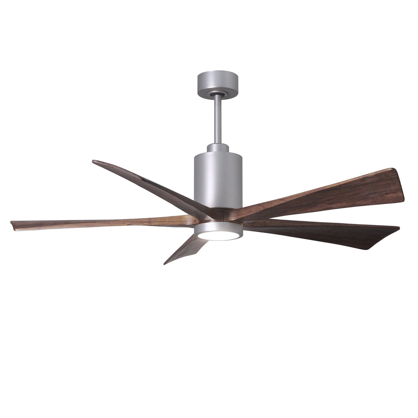 Matthews Fan Company Atlas Patricia-5 60" Brushed Nickel Ceiling Fan With Solid Wood Blade In Walnut Tone Finish