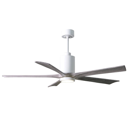 Matthews Fan Company Atlas Patricia-5 60" Gloss White Ceiling Fan With Solid Wood Blade In Barnwood Tone Finish