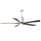 Matthews Fan Company Atlas Patricia-5 60" Gloss White Ceiling Fan With Solid Wood Blade In Walnut Tone Finish