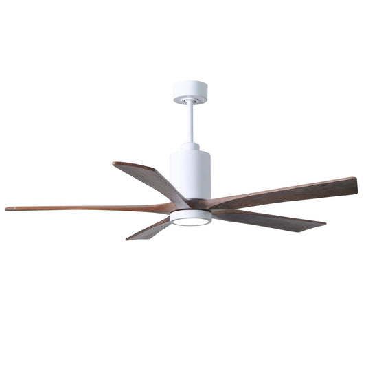 Matthews Fan Company Atlas Patricia-5 60" Gloss White Ceiling Fan With Solid Wood Blade In Walnut Tone Finish