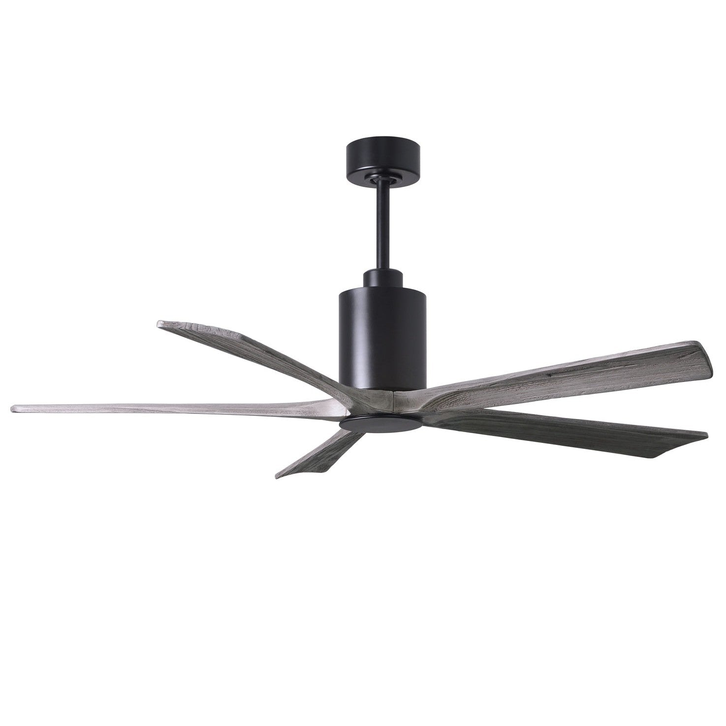 Matthews Fan Company Atlas Patricia-5 60" Matte Black Ceiling Fan With Solid Wood Blade In Barnwood Tone Finish