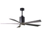 Matthews Fan Company Atlas Patricia-5 60" Matte Black Ceiling Fan With Solid Wood Blade In Barnwood Tone Finish