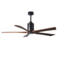 Matthews Fan Company Atlas Patricia-5 60" Matte Black Ceiling Fan With Solid Wood Blade In Walnut Tone Finish