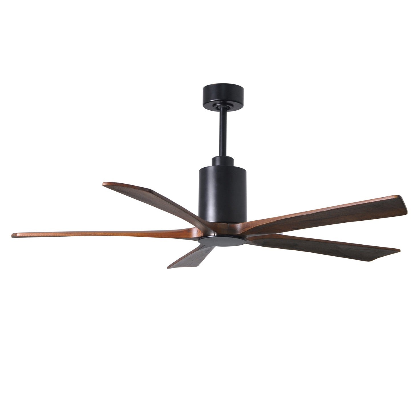 Matthews Fan Company Atlas Patricia-5 60" Matte Black Ceiling Fan With Solid Wood Blade In Walnut Tone Finish