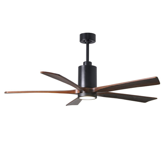 Matthews Fan Company Atlas Patricia-5 60" Matte Black Ceiling Fan With Solid Wood Blade In Walnut Tone Finish