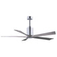 Matthews Fan Company Atlas Patricia-5 60" Polished Chrome Ceiling Fan With Solid Wood Blade In Barnwood Tone Finish