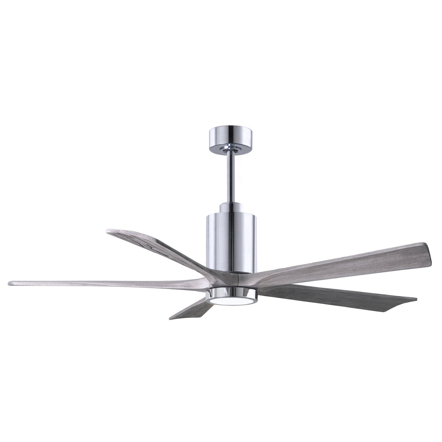 Matthews Fan Company Atlas Patricia-5 60" Polished Chrome Ceiling Fan With Solid Wood Blade In Barnwood Tone Finish