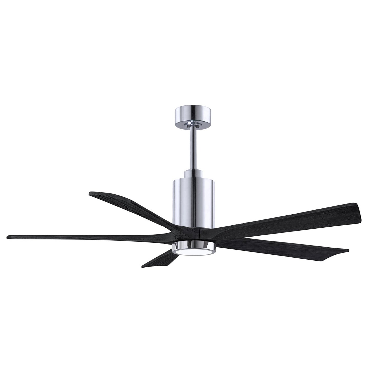 Matthews Fan Company Atlas Patricia-5 60" Polished Chrome Ceiling Fan With Solid Wood Blade In Matte Black Finish