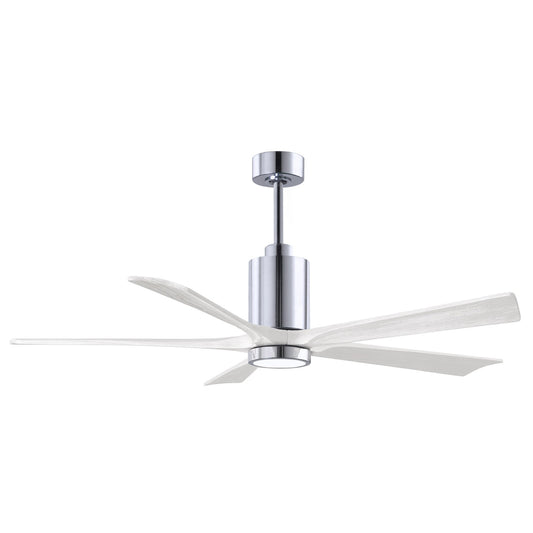 Matthews Fan Company Atlas Patricia-5 60" Polished Chrome Ceiling Fan With Solid Wood Blade In Matte White Finish