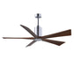 Matthews Fan Company Atlas Patricia-5 60" Polished Chrome Ceiling Fan With Solid Wood Blade In Walnut Tone Finish