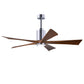 Matthews Fan Company Atlas Patricia-5 60" Polished Chrome Ceiling Fan With Solid Wood Blade In Walnut Tone Finish