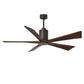 Matthews Fan Company Atlas Patricia-5 60" Textured Bronze Ceiling Fan With Solid Wood Blade In Walnut Tone Finish