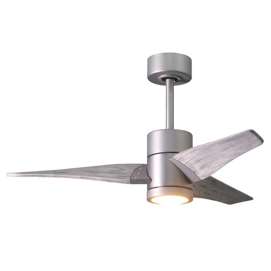 Matthews Fan Company Atlas Super Janet 42" Brushed Nickel Ceiling Fan With Solid Wood Blade In Barn Wood Tone Finish