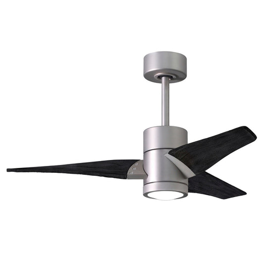 Matthews Fan Company Atlas Super Janet 42" Brushed Nickel Ceiling Fan With Solid Wood Blade In Matte Black Finish