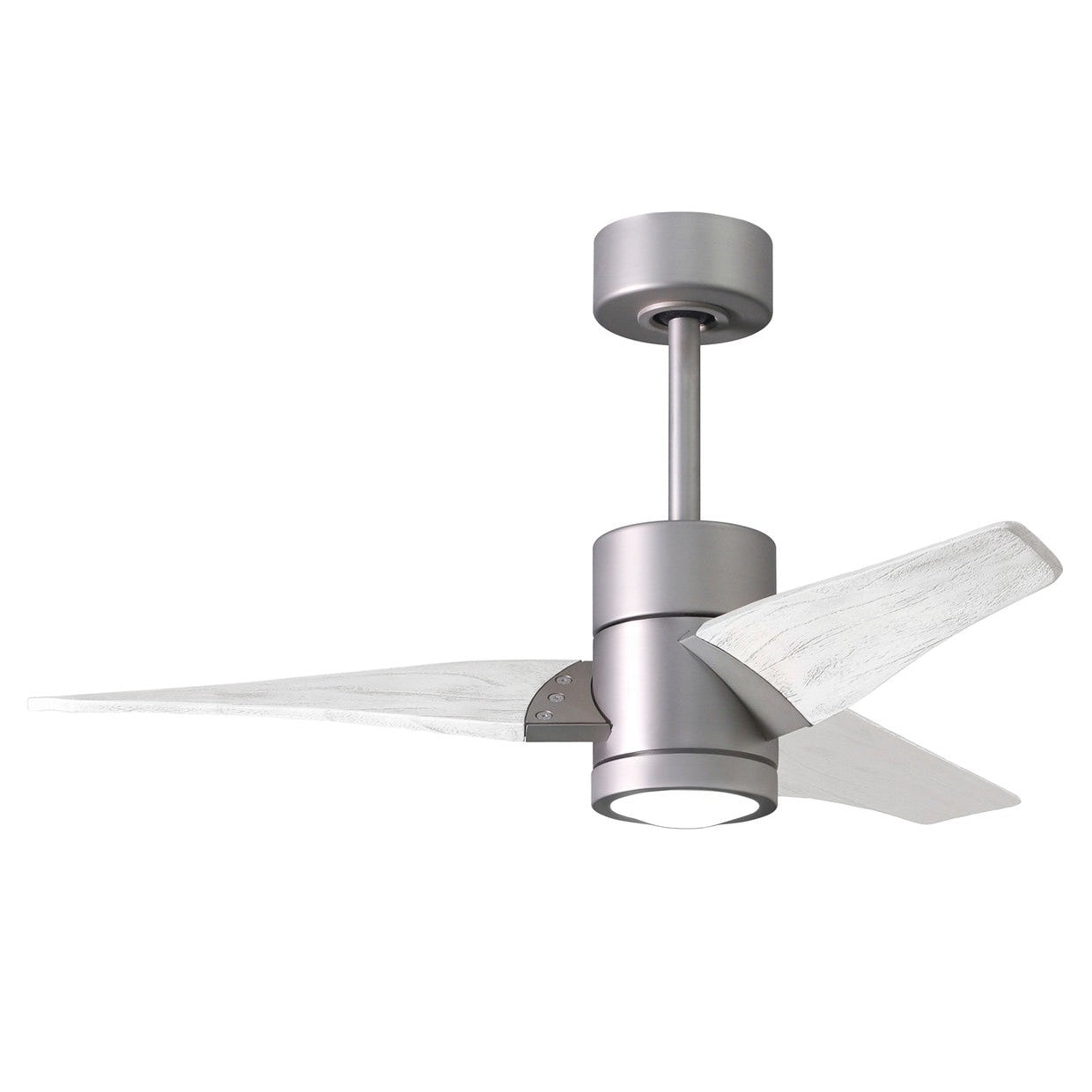 Matthews Fan Company Atlas Super Janet 42" Brushed Nickel Ceiling Fan With Solid Wood Blade In Matte White Finish