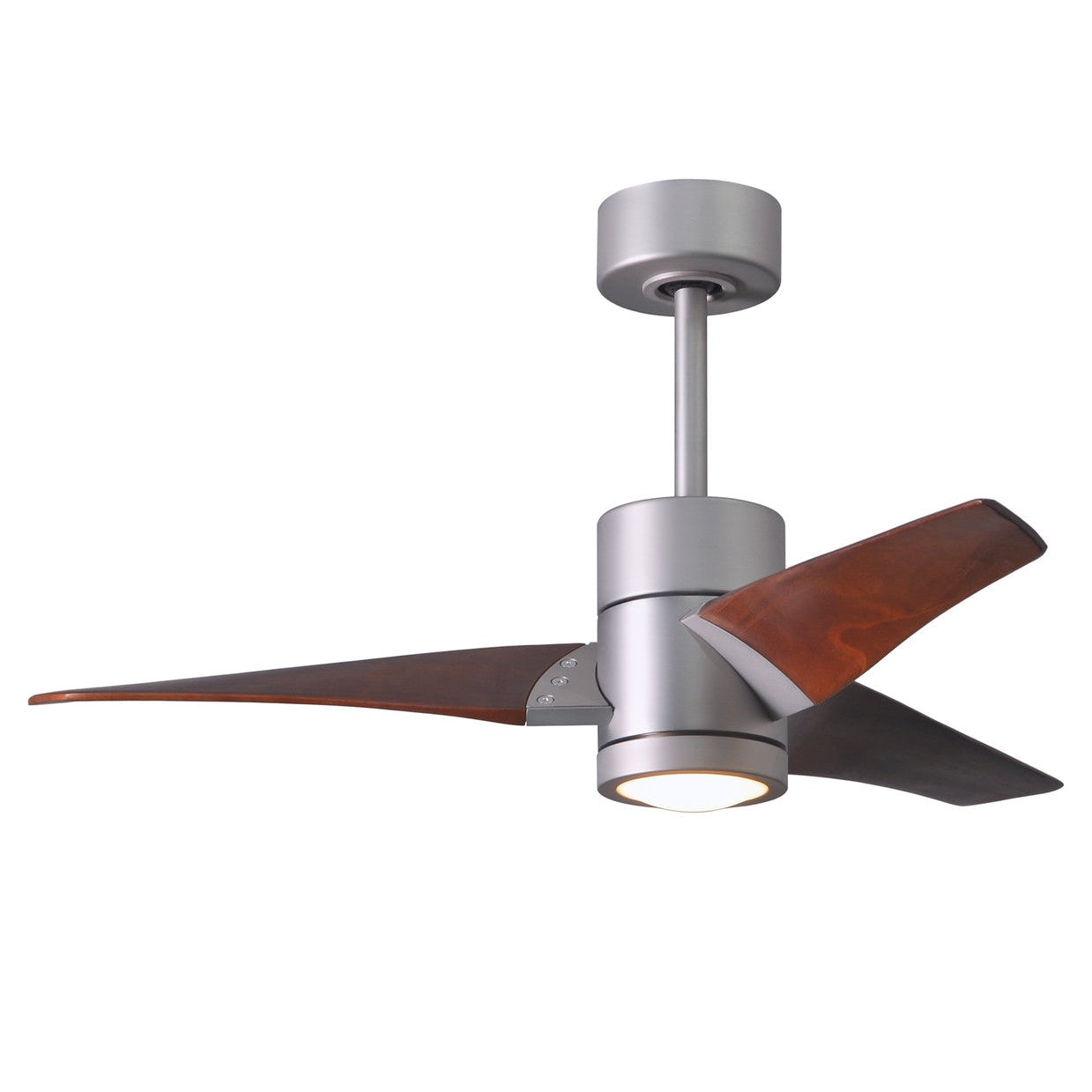 Matthews Fan Company Atlas Super Janet 42" Brushed Nickel Ceiling Fan With Solid Wood Blade In Walnut Tone Finish