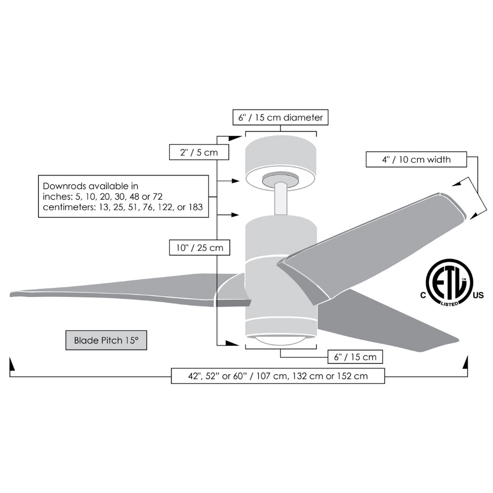 Matthews Fan Company Atlas Super Janet 42" Gloss White Ceiling Fan With Solid Wood Blade In Walnut Tone Finish
