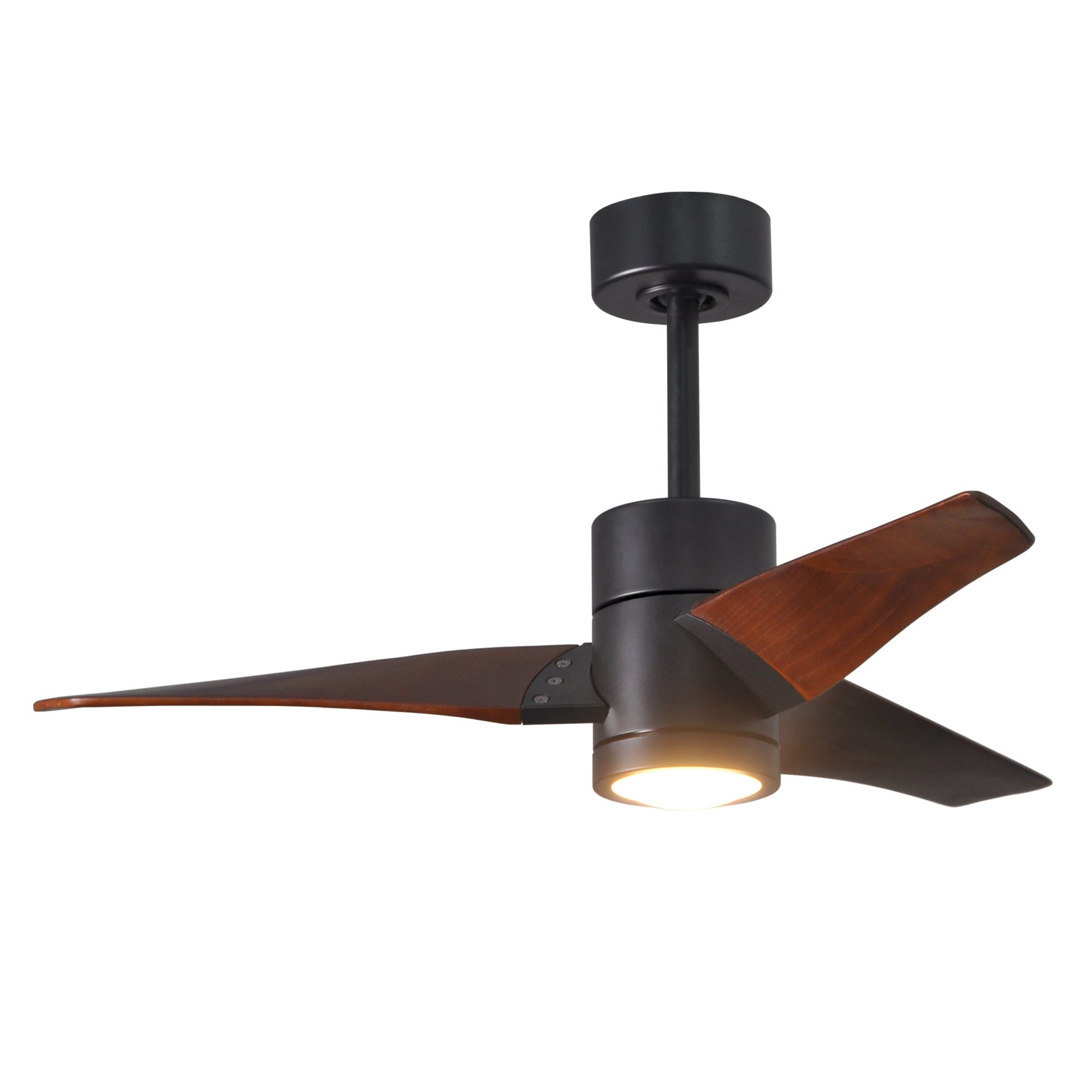 Matthews Fan Company Atlas Super Janet 42" Matte Black Ceiling Fan With Solid Wood Blade In Walnut Tone Finish