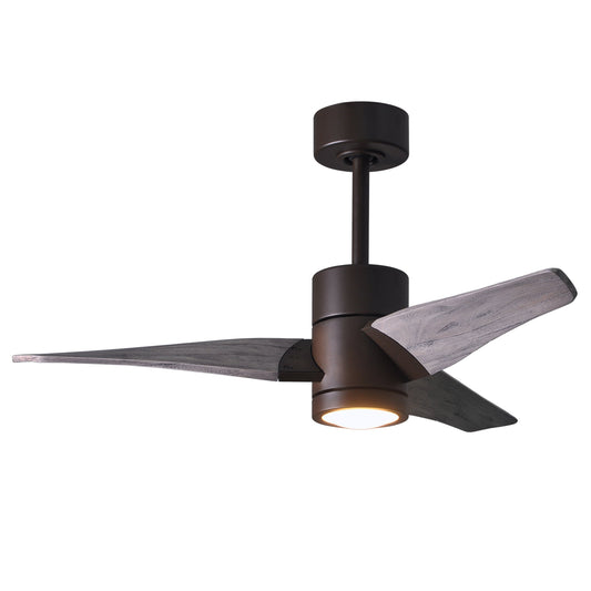 Matthews Fan Company Atlas Super Janet 42" Textured Bronze Ceiling Fan With Solid Wood Blade In Barn Wood Tone Finish