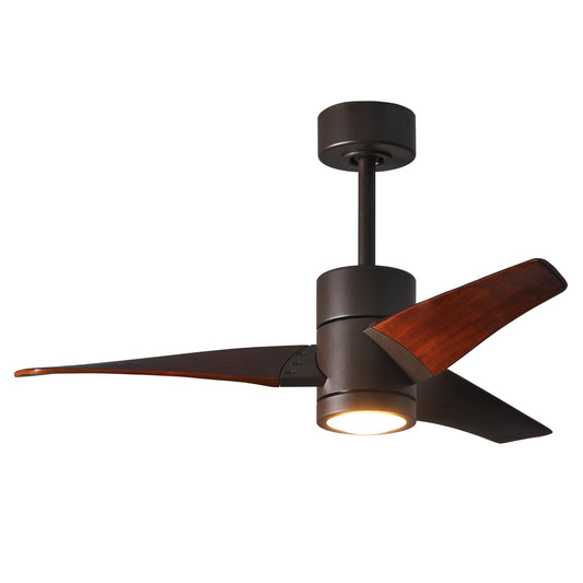 Matthews Fan Company Atlas Super Janet 42" Textured Bronze Ceiling Fan With Solid Wood Blade In Walnut Tone Finish