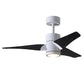 Matthews Fan Company Atlas Super Janet 42" White Ceiling Fan With Solid Wood Blade In Matte Black Finish