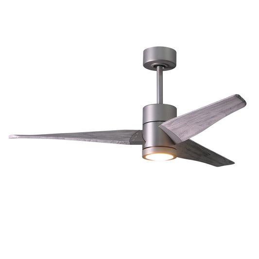 Matthews Fan Company Atlas Super Janet 52" Brushed Nickel Ceiling Fan With Solid Wood Blade In Barn Wood Tone Finish