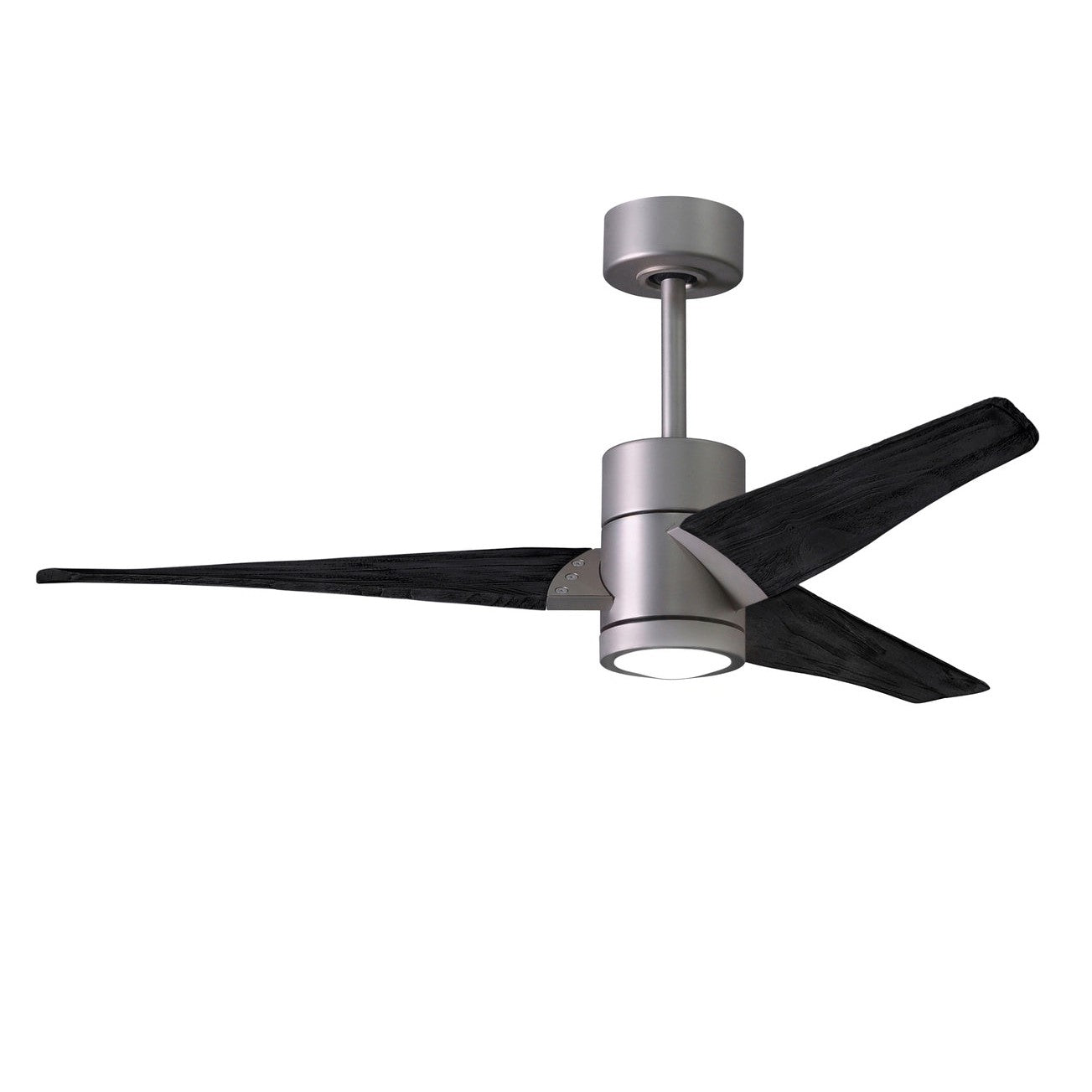 Matthews Fan Company Atlas Super Janet 52" Brushed Nickel Ceiling Fan With Solid Wood Blade In Matte Black Finish