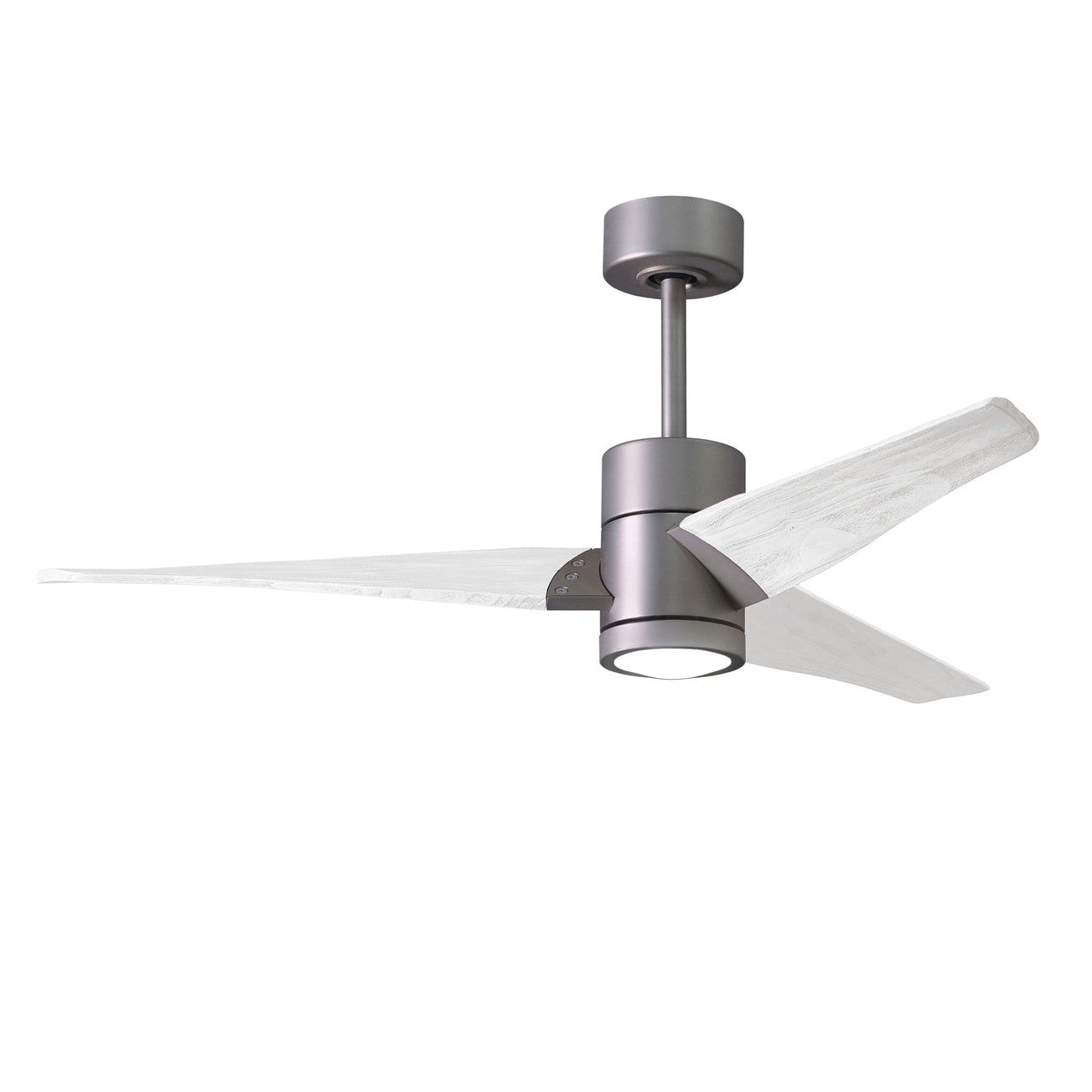 Matthews Fan Company Atlas Super Janet 52" Brushed Nickel Ceiling Fan With Solid Wood Blade In Matte White Finish